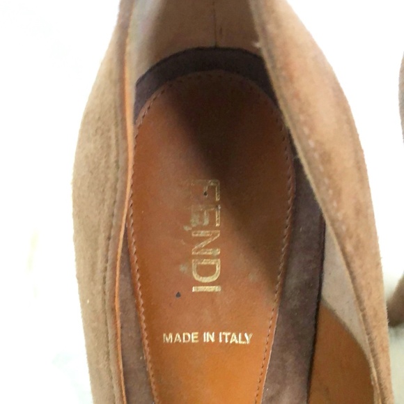 Fendi Authentic Brown Suede Platform Heels Sz 38 - Picture 7 of 12